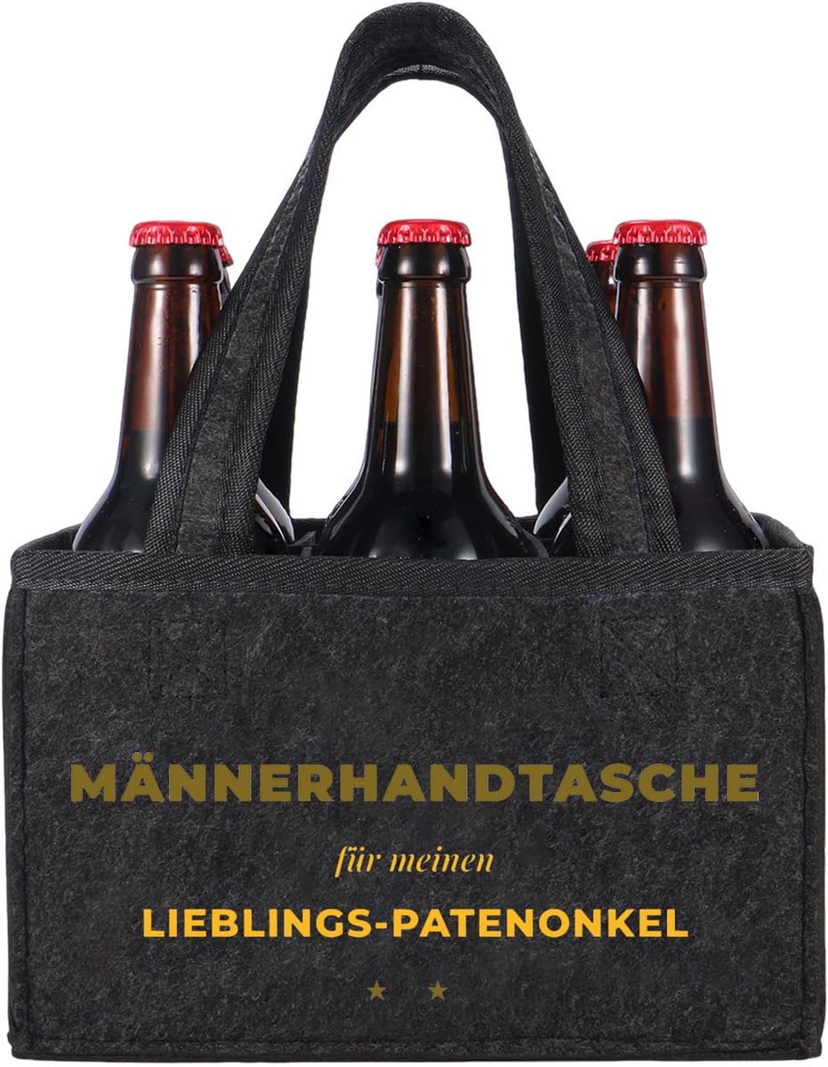 Flessenhouder 6 flessen gepersonaliseerde geschenken mannenhandtas, Patenonkel