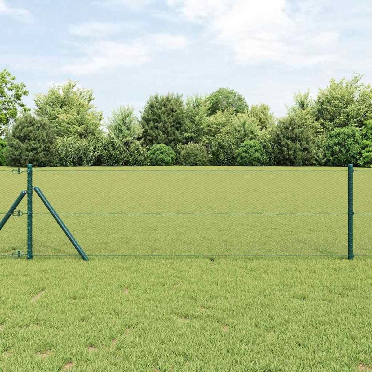 Draadomheining, 50 x 0,8 m, PVC-gecoat staal, gaas, groen, voor tuin en terras