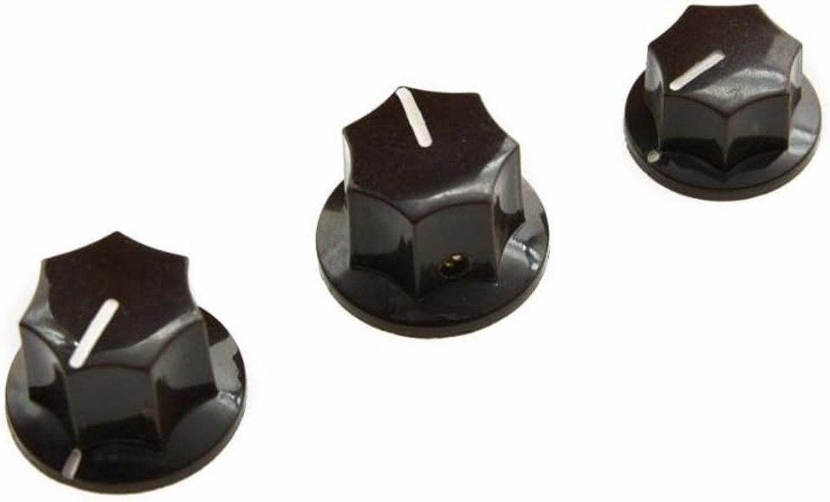 Set van 3 bruine messing inzetstukken USA Spec 1/4" Jazz J Bass knoppen