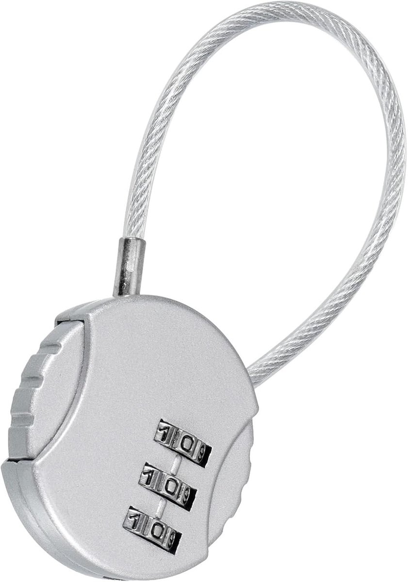 Combinatieslot 13.7cm, 3-cijferig Waterdicht Resetbaar Hangslot met Draadkabel, Veiligheidskabelslot voor Bagage, Gym Lockers en Tuinhekken