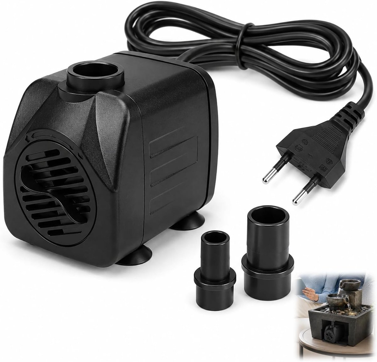 10 W, 600 l/h, fonteinpomp, kleine dompelpomp met instelbare waterstroom, ultra stille vijverpomp voor aquarium, tuinfontein, kamerfontein, hydrocultuursystemen, 1,5 m kabel