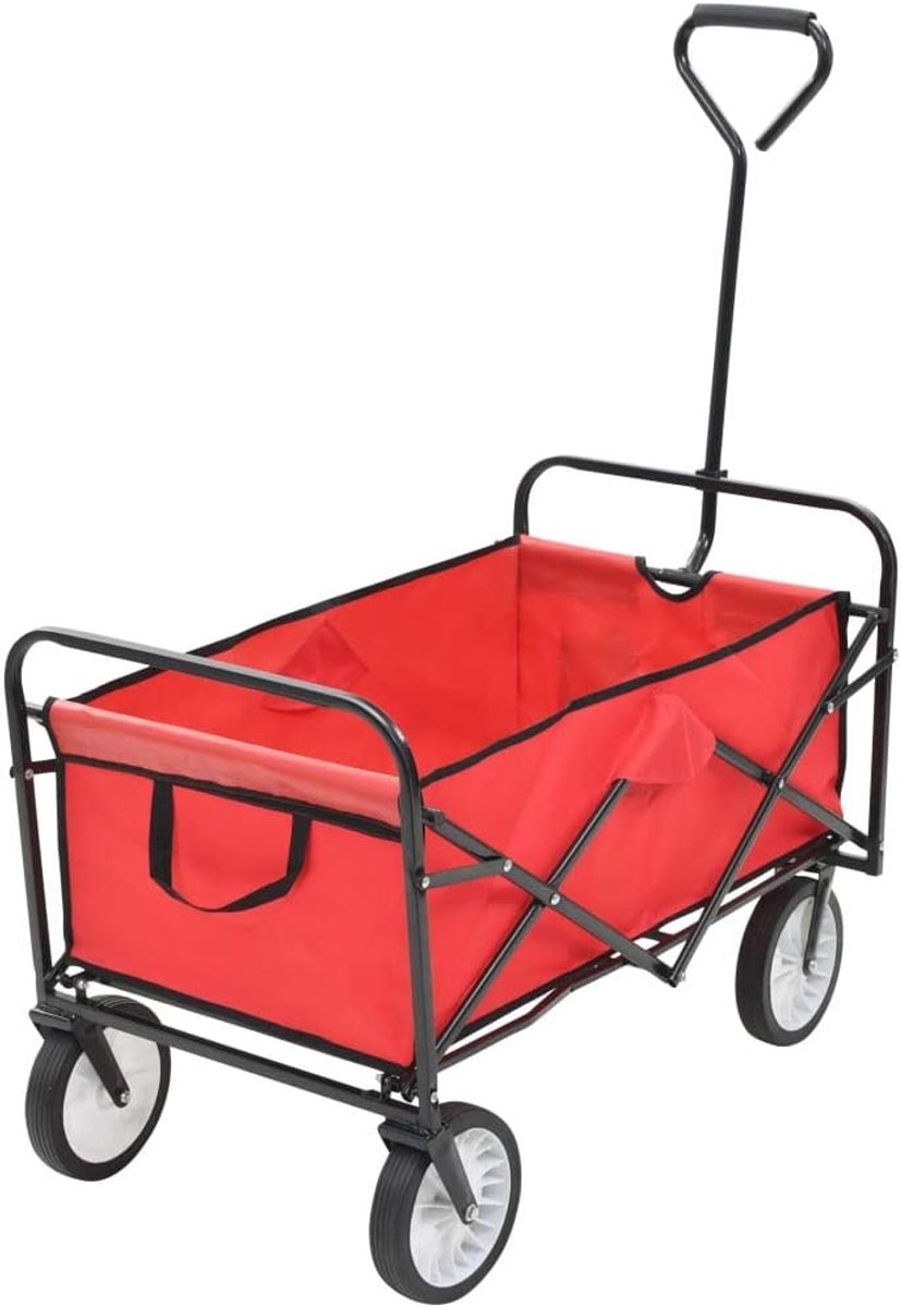 Inklapbare tuinwagen, handwagen, tuinwagen, transportwagen, bolderkar, kiepwagen, 75 kg, staal, rood