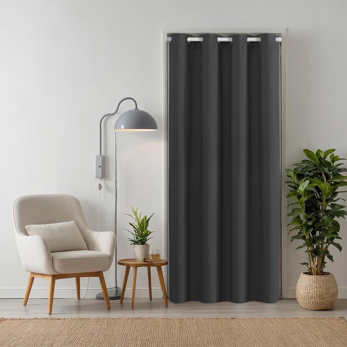 antraciet, 195 x 150 cm, voor alle gangbare deurmaten, thermogordijn zonder stang
