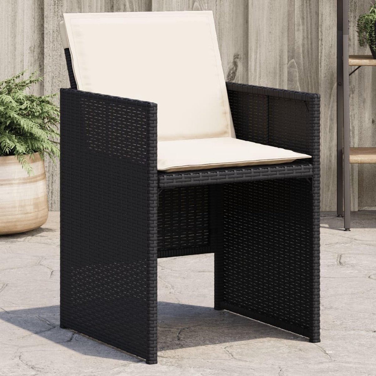 Tuinstoel met afneembaar kussen, robuust PE-rotan en stalen frame voor buiten, comfortabel en wasbaar, relaxstoel voor terras of terras, capaciteit