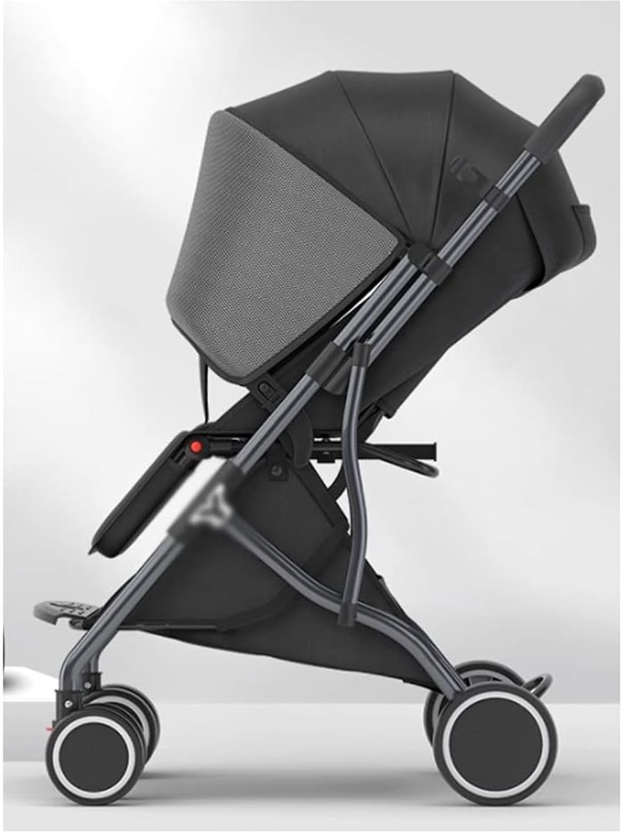 Kinderwagen buggy Baby wandelwagen trolley zitten liggen en licht vouwen eenvoudige baby auto winkelwagen draagbare pasgeboren kinderwagen kinderwagen wandelwagen (Color : Pearl black)