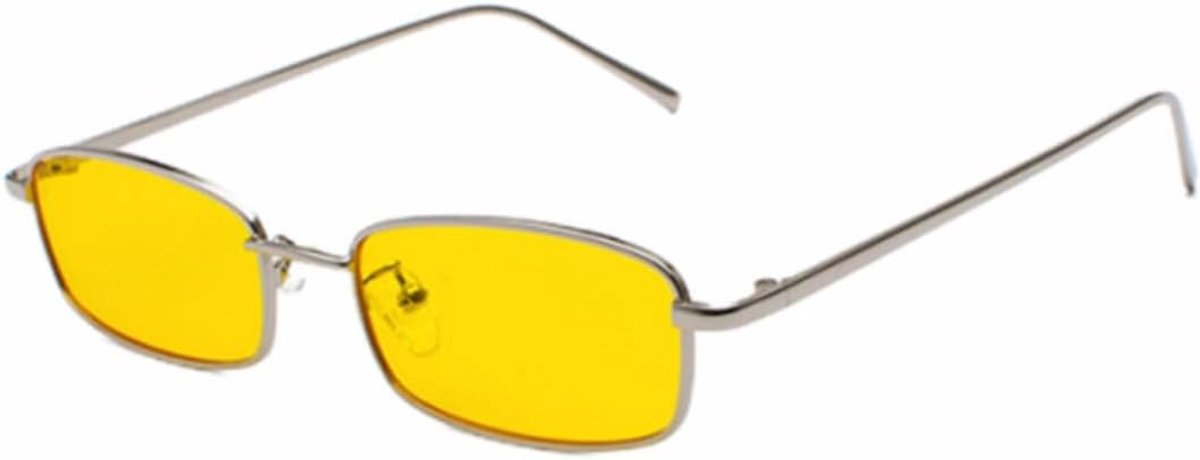 rechthoekige zonnebril retro slank metalen frame glazen vintage rechthoekige snoepkleur zonnebril