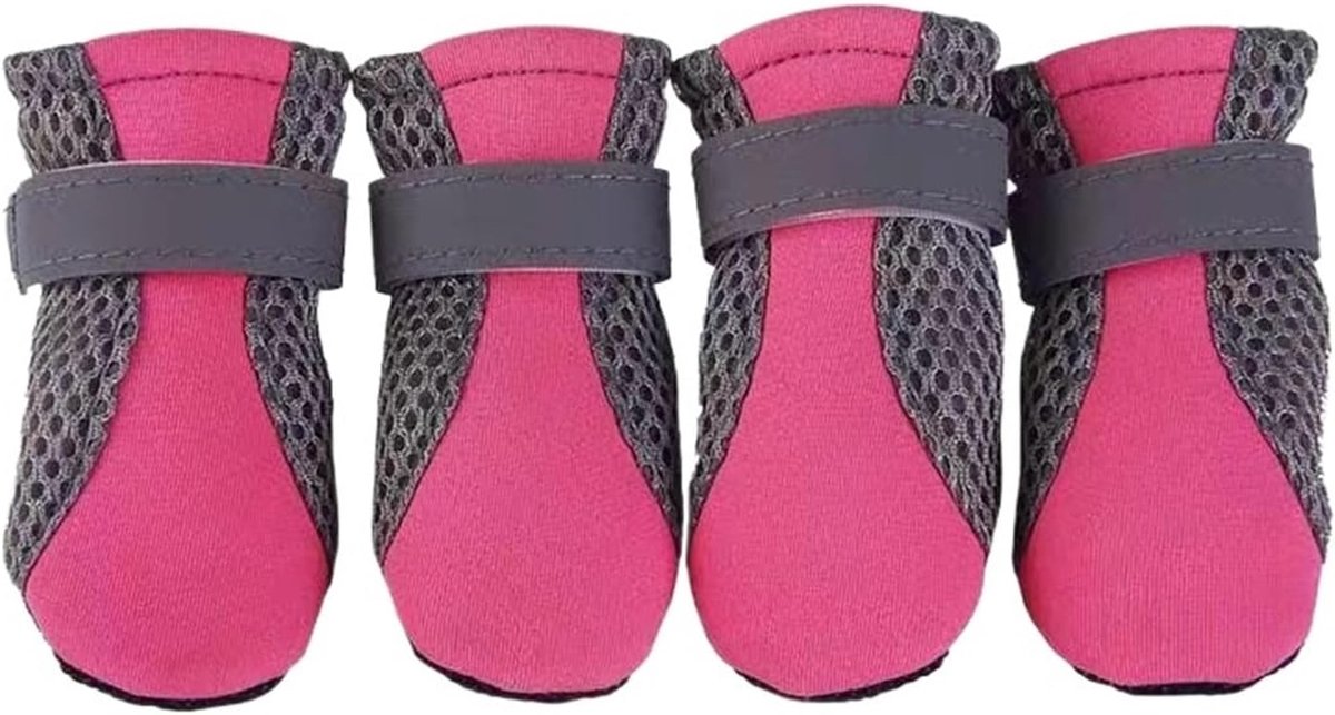 Schoenen met antislipzolen - verstelbare bandjes, huisdierlaarzen voor kleine honden, pootbescherming voor alle seizoenen, roze, XL