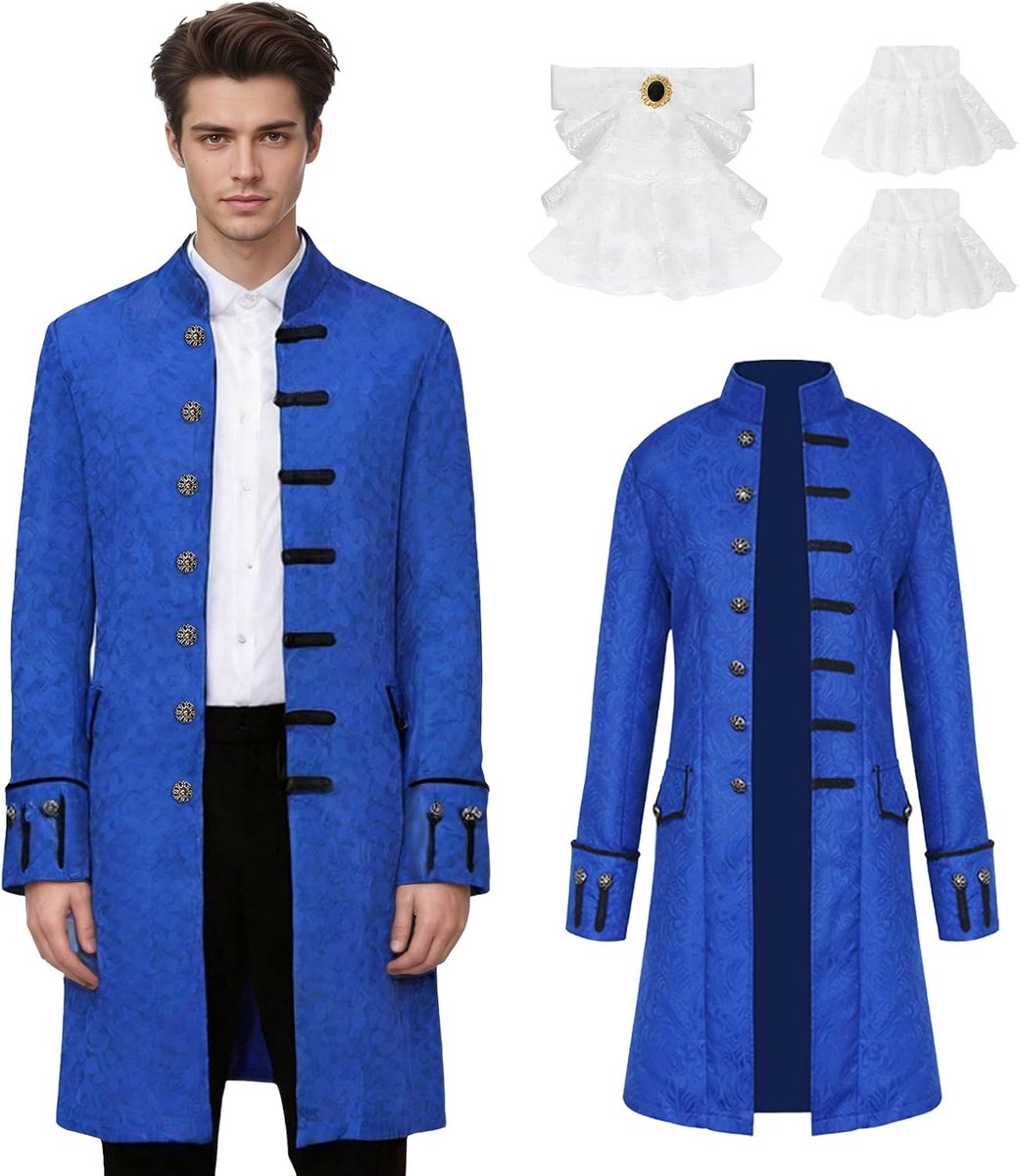 kleding voor heren, steampunk rokkostuum, vintage, Victoriaans, gothic, renaissance, retro, uniform, middeleeuwse jas, Halloween, cosplay kostuum