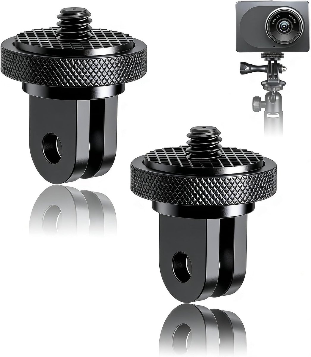 2 stuks 1/4 inch aluminium adapter compatibel met GoPro camera's, Insta360, voor Sony, voor Sjcam, Xiaomi en andere sportcamera's