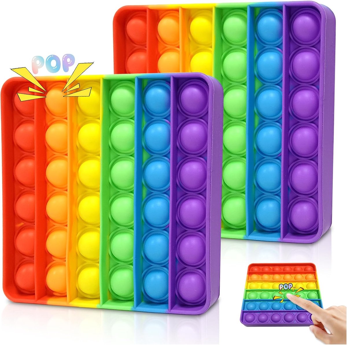 And POP Bubble, sensorisch fidget-speelgoed, anti-stress, pop-bubble sensorisch fidget-speelgoed, vermindering angst, autisme, anti-stress regenboog, voor kinderen en volwassenen, 2 stuks