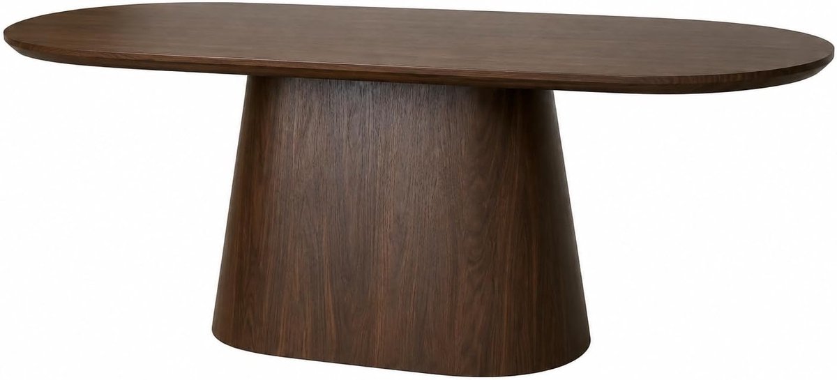 Eettafel Japandi ovaal Saga 180cm walnoot MDF ovale eetkamertafel