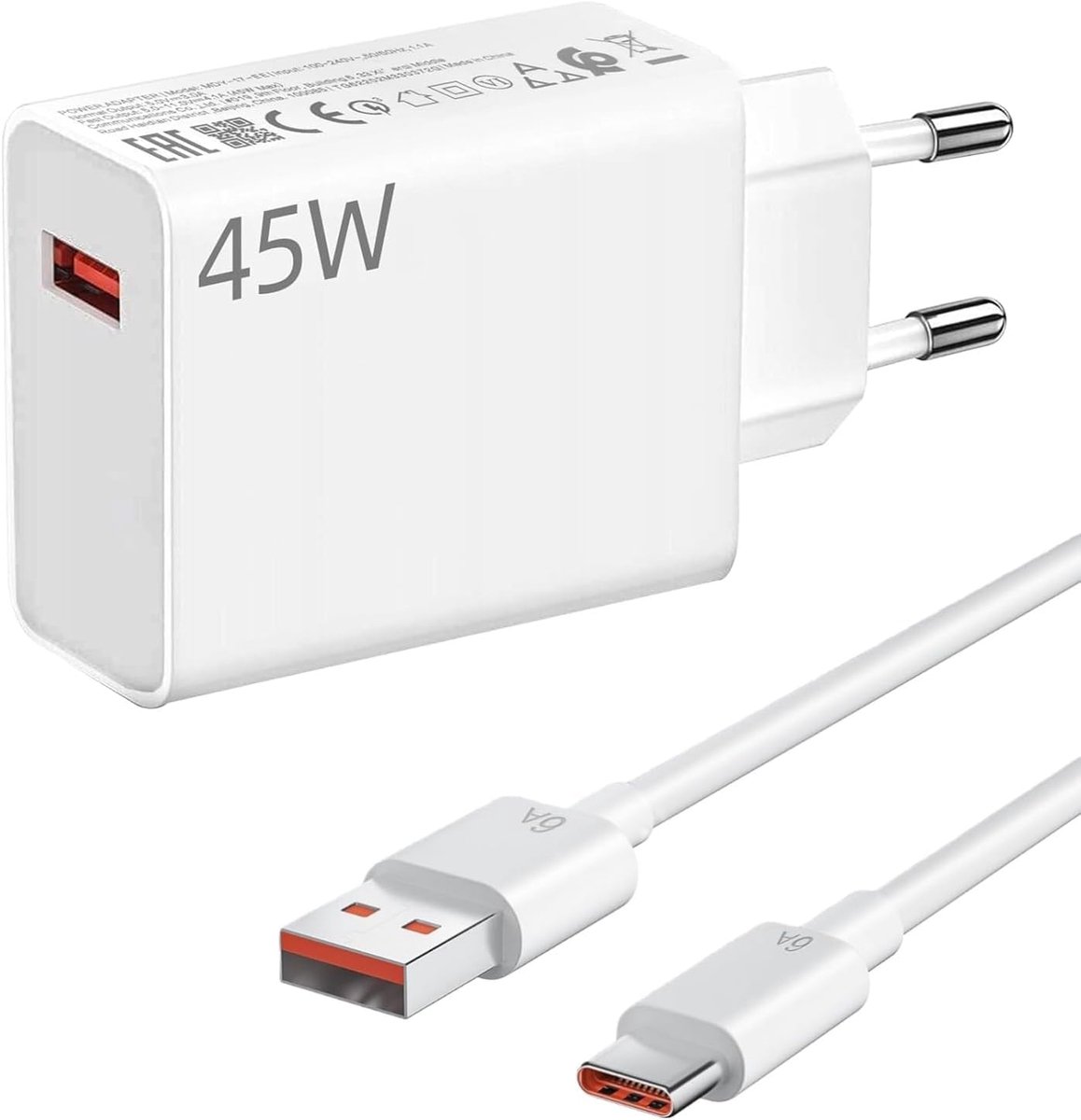 45 W met USB C-kabel 1,5 m, Snelladen