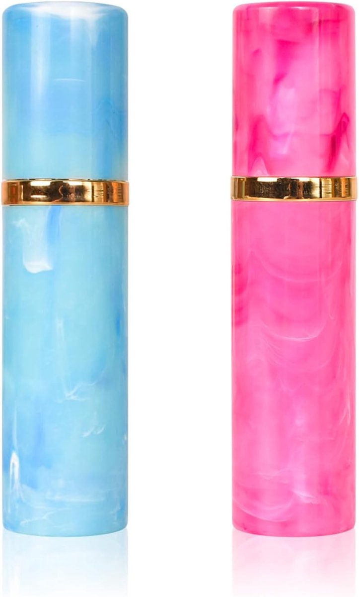 2 stuks reisparfumverstuiver - 5 ml draagbare lekvrije mini-parfumflessen, elegante marmeren textuur, fijne nevel, duurzame, navulbare reisflesdispenser aan de onderkant, voor portemonnee/handbagage