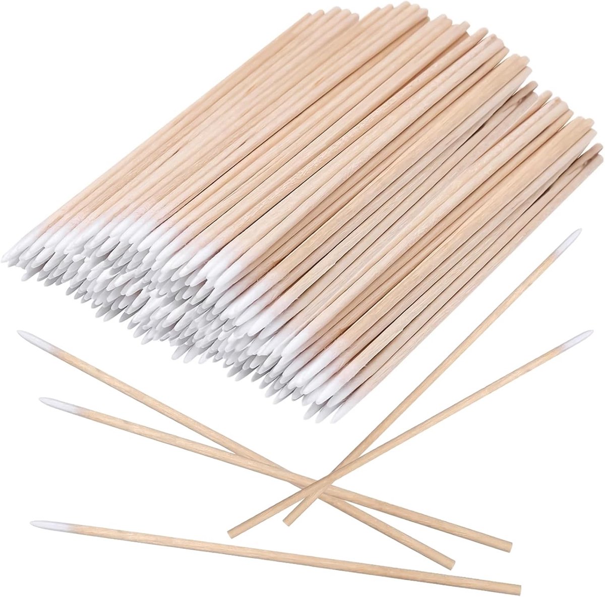 Wattenstaafjes met houten handvat, 7 cm, wattenstaafjes, make-up sticks, wattenstaafjes-applicator met precisiepunt met houten stokjes, reinigingsstaafjes, voor wenkbrauwen