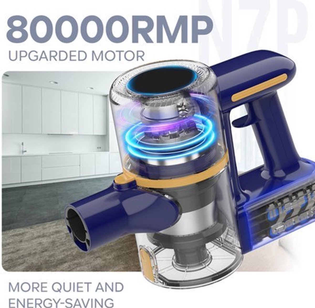 Draadloze Stofzuiger N7 PRO - Black Blue - 200 Watt - 0,6-1 L Stofbeker - Li-ion Batterij - Voor Huisdierenharen En Tapijten