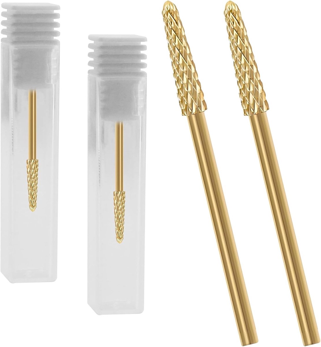 Professionele Manicure Tool: 2 Stuks Cone-Vormige Cuticle Bits voor Gel Verwijdering en Dode Huidcellen, Medium Korrel Carbide Accessoire