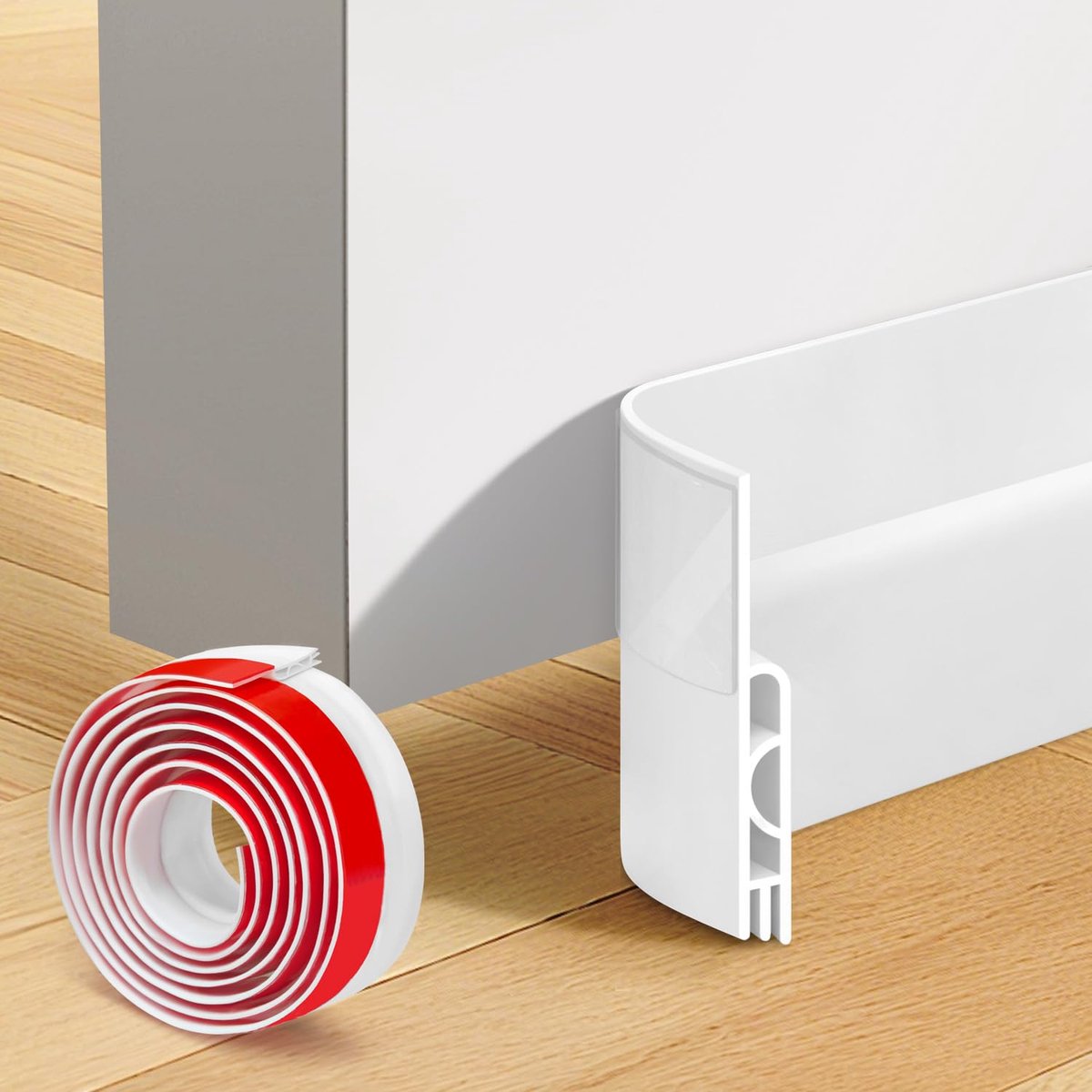 Famanu – Deurafdichting, zelfklevend, 5 cm x 2 m, tochtstopper voor onder deuren, siliconen voordeur, afdichting voor geluidsisolatie, windscherm en stofbescherming, wit