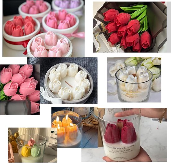 siliconen vormen, tulpen, 4 stuks, tulpen, bougie moule, gemakkelijk uit de vorm te verwijderen, kaarsvorm, voor sojawas, bijenwas, aromatherapie, handgemaakte zeep — afbeelding 5