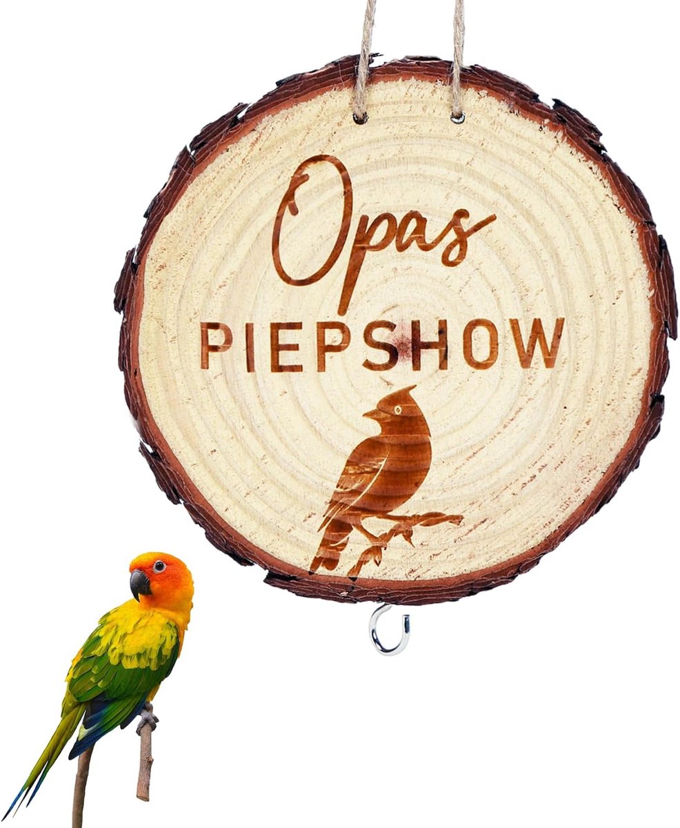 Geschenk voor Opa, vogelvoerhuis voor wilde vogels, houten tuindecoratie, hangende mezenbroodjeshouder, Opa's piepshow om op te hangen voor tuin en balkon (dubbelzijdig patroon)