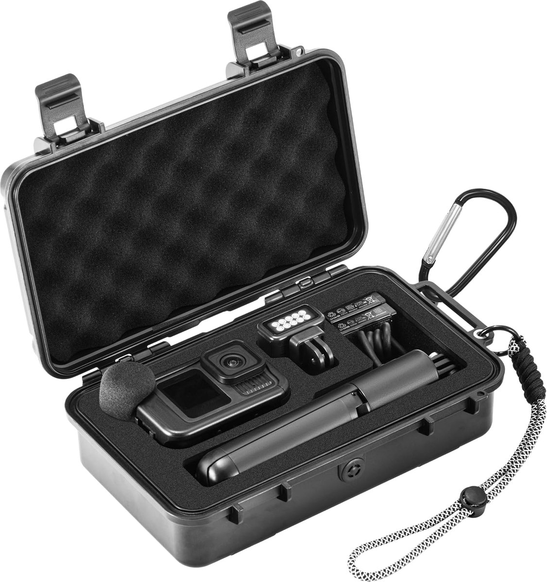 Case voor Gopro Hero 13/12/11/10/9 Media Mod/Volta/Light Mod, Wasterproof Organizer Travel Storage Case voor Go Pro Hero met 2 Batterijen Accessoires