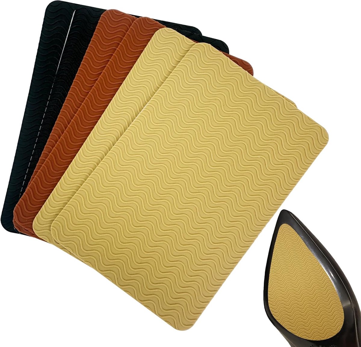 6 stuks antislipschaatsen, schoenen, zelfklevende antislipzool, geluidswerend, schoenzolen, hiel, antislip pads voor bodem en hiel van schoenen (zwart, bruin, kaki)