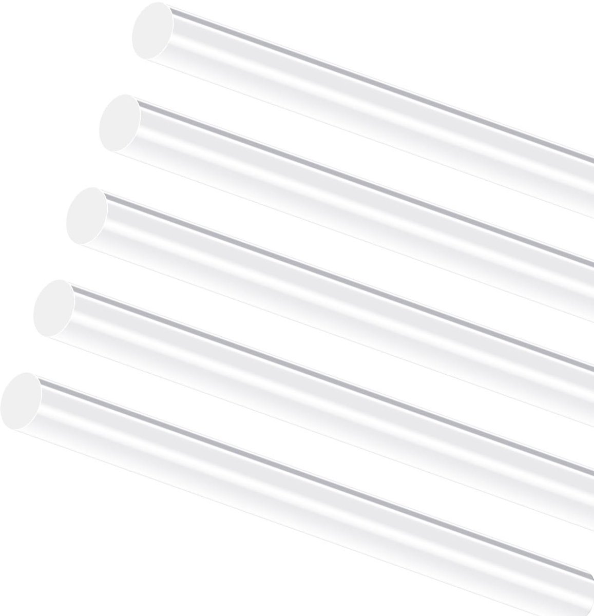 5 stuks ronde acrylstaven, 12 x 300 mm, 0,3 m, HQMYKOR acryl transparante ronde staven, heldere acrylstaaf voor doe-het-zelf knutselen, verlichting, kunstcreaties, modelbouw