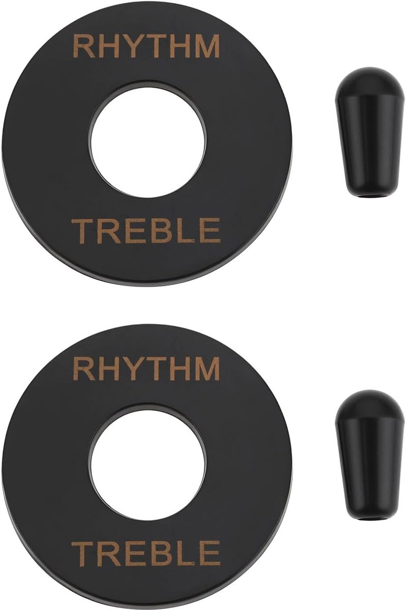 2 Sets 3,5mm 3 Weg Schakelaar Tips & Plaat Compatibel met Epiphone Les Paul 13x35mm Zwart