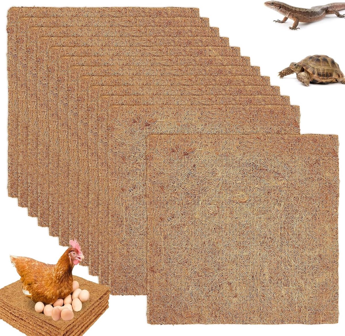 12 stuks nestkastkussentjes voor kippen, 25 cm x 25 cm, wasbaar kippennest, kokosmat, kippenhok, accessoires voor het leggen van eieren of warmtebehoud