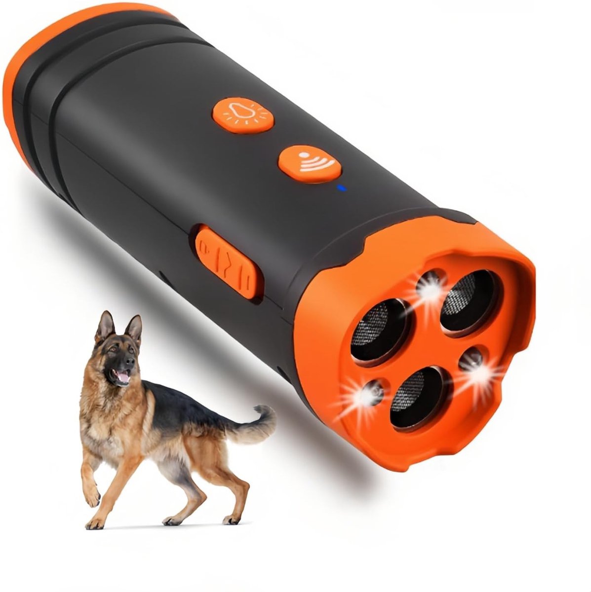 Hondenrepeller met handheld led-zaklamp, drievoudige kop, training, antiblaffen, lange afstand, gemakkelijk mee te nemen, binnen en buiten, voor kleine, middelgrote en grote honden