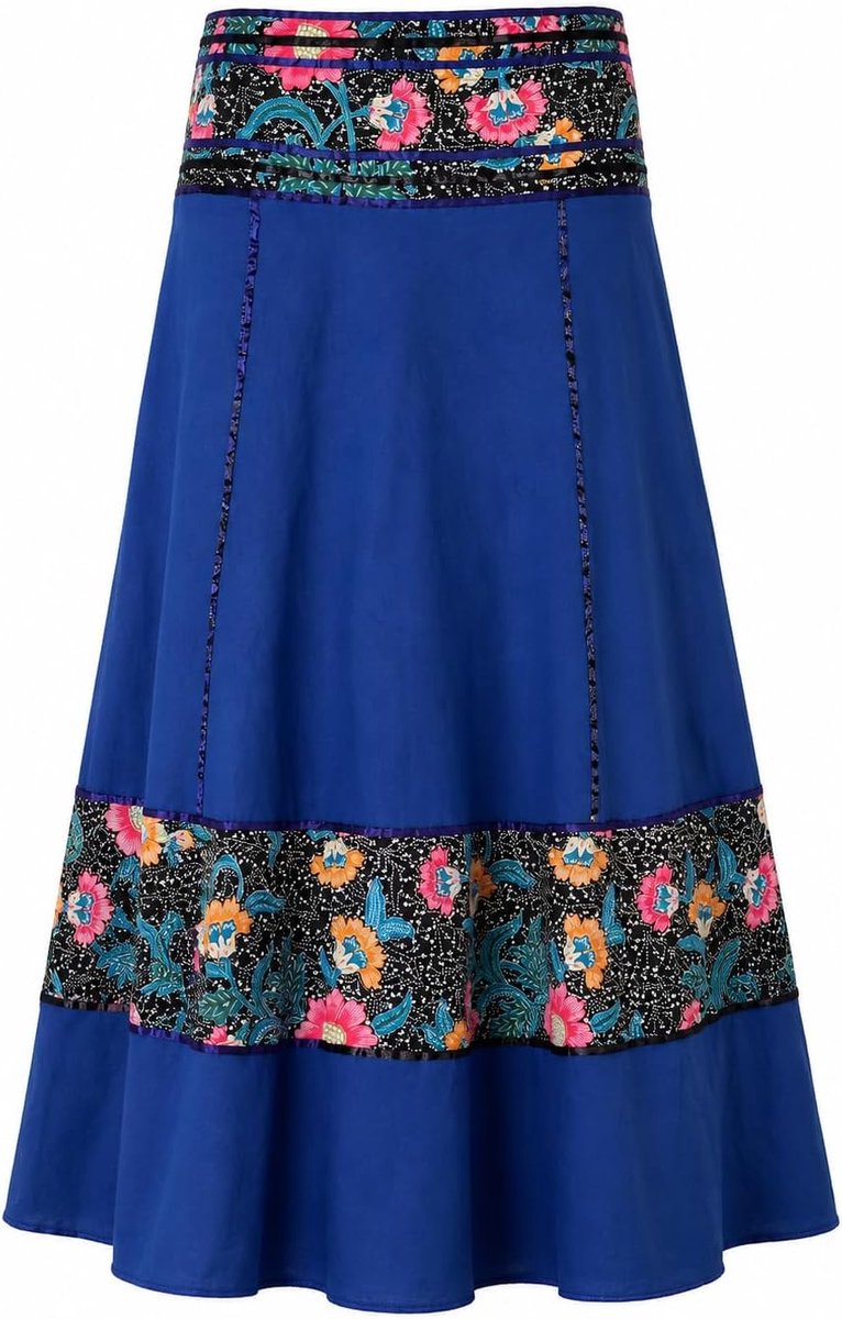 Boho Goa Gipsy - kleurrijke maxirok lang uit India, met banden - rok voor dames en heren - in de winter en zomer - diverse designs, blauw, One Size