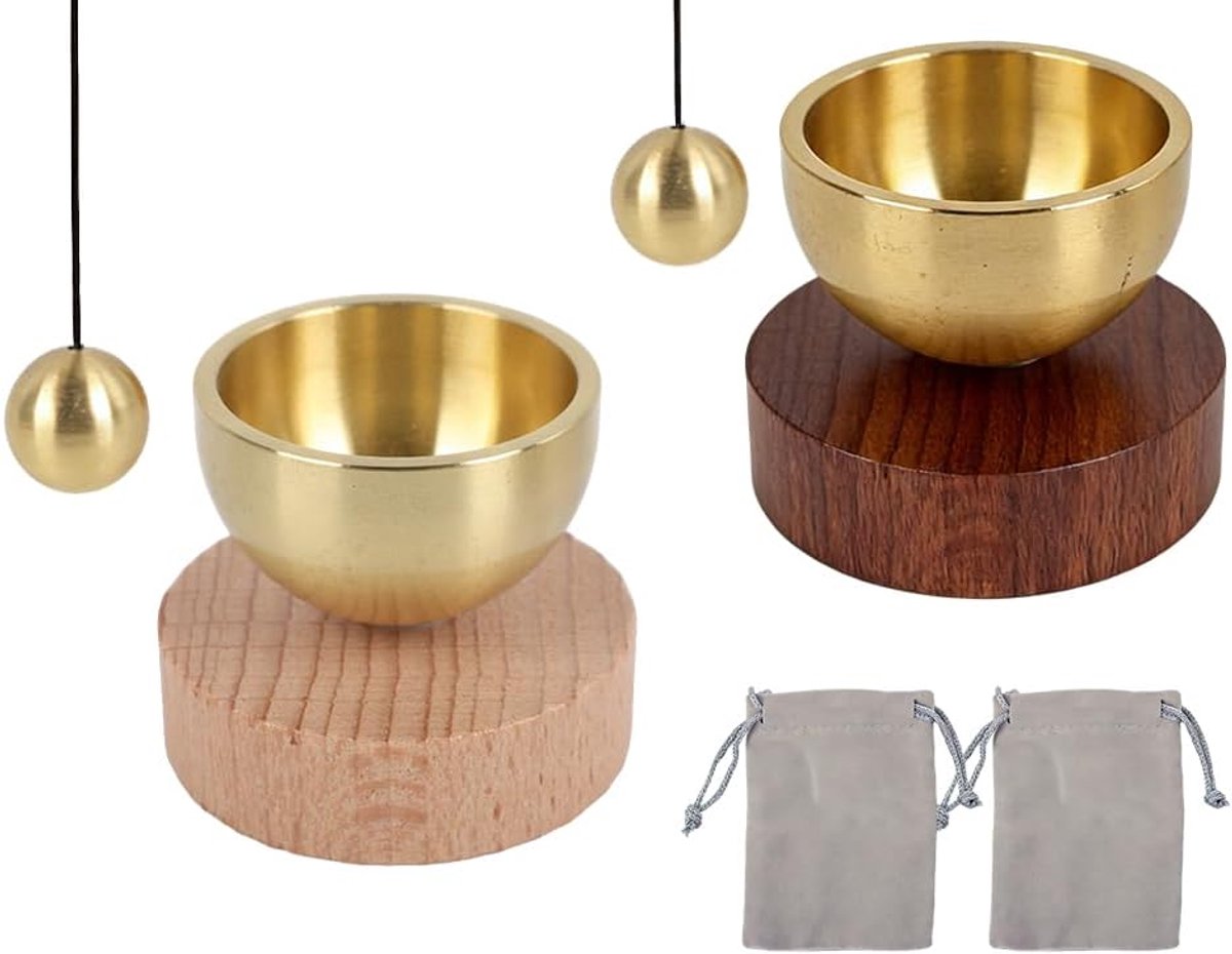 2 stuks mini-klankschaalset, meditatieklankschaal, draagbare klankschaalset met klokken en kussen, kleine Tibetaanse vijlschaal voor yoga, meditatie en ontspanning, mindfulness