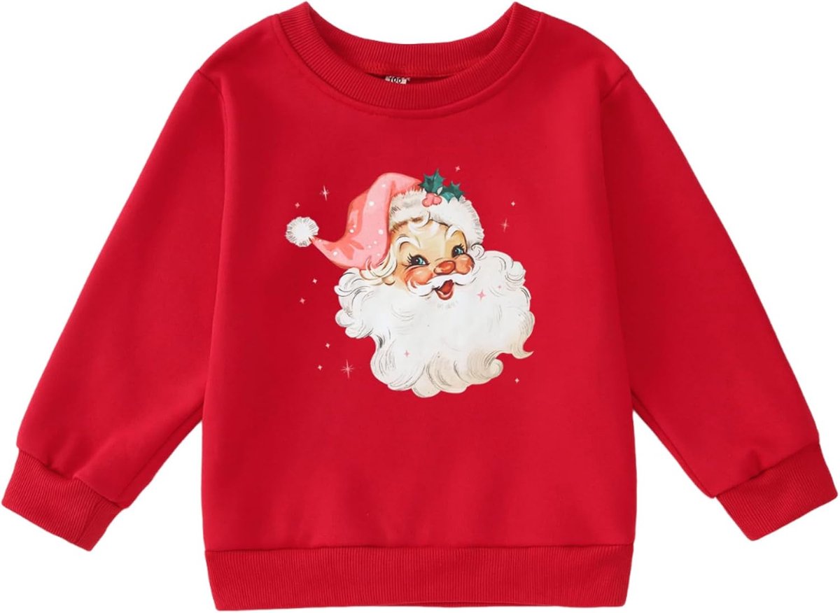 C&M WODRO Kindertrui met kerstman, pullover voor baby's, sweatshirt met kerstmuts, printer jongens en meisjes, kleding, feestelijke kinderkleding, winter, thermoshirt met lange mouwen