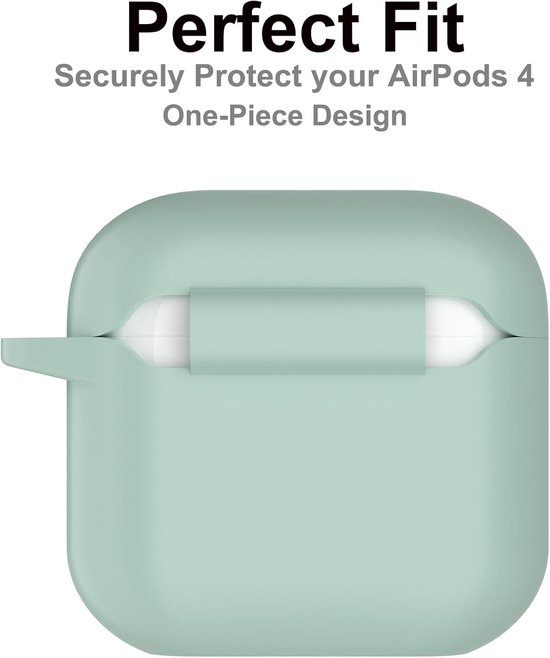 Hoes voor AirPods 4 2024, beschermende siliconen Case voor AirPods 4e 2024 Skin Front LED zichtbare siliconen cover met karabijnhaak, Cloud Grey — afbeelding 2
