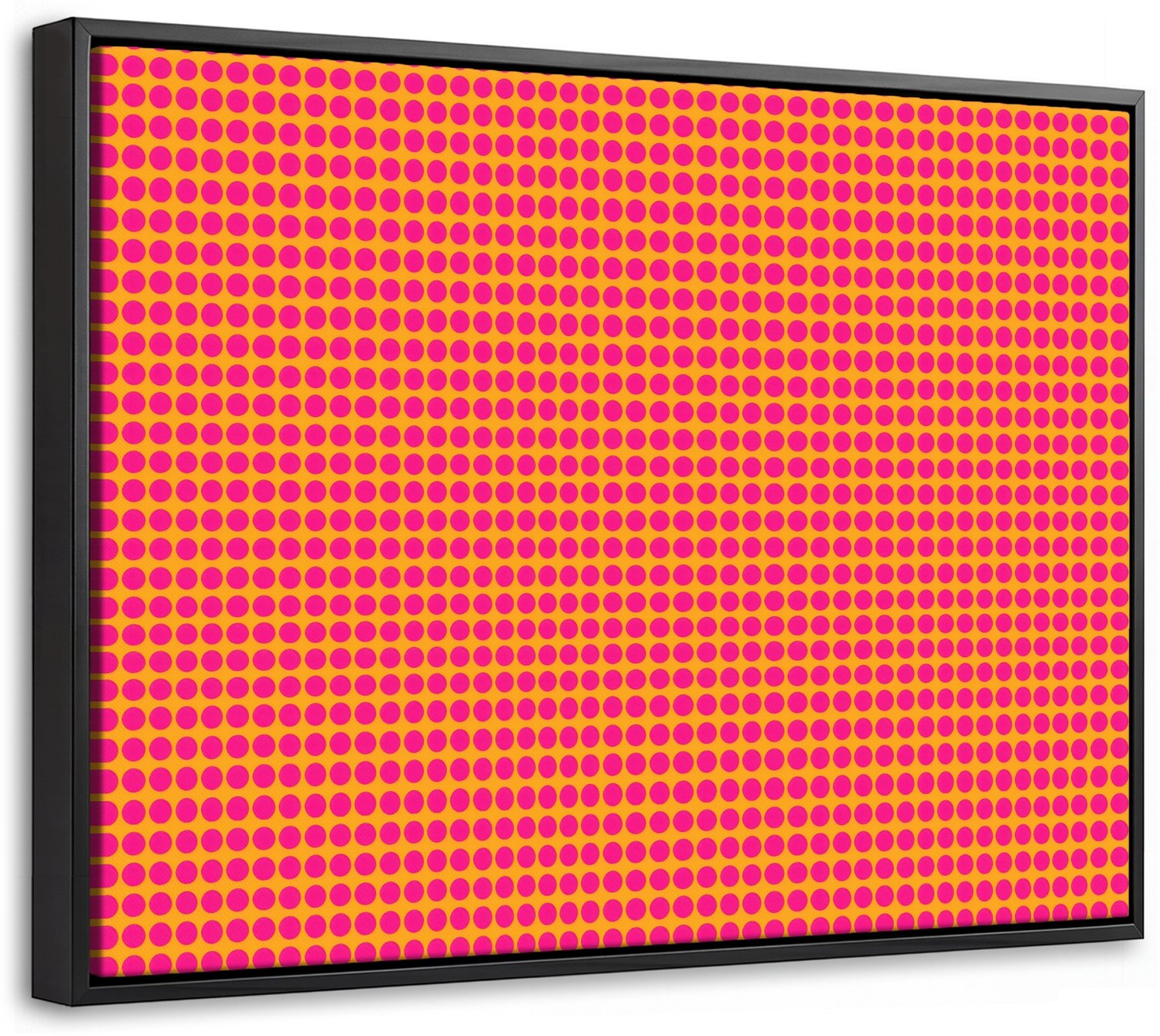 Canvas Schilderij met Baklijst 40x30cm - Modern - Stippen - Oranje - Muurdecoratie woonkamer - Slaapkamer decoratie - Kamer accessoires - Schilderijen op canvas met lijst