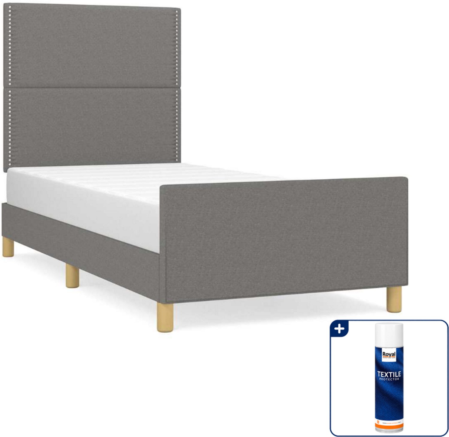 vidaXL Bedframe - 100 x 200 cm - stof - donkergrijs - Inclusief textielbeschermer 500 ml Blauw