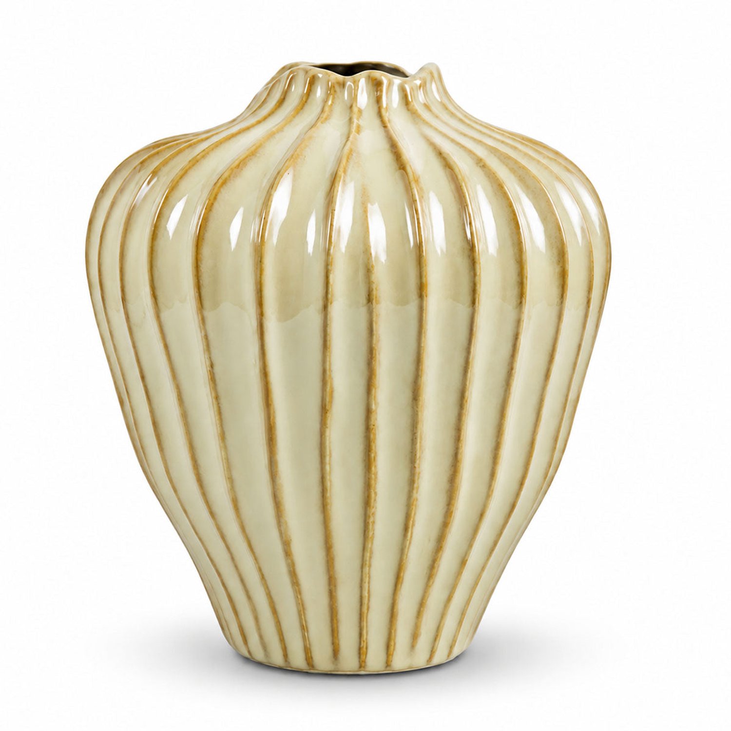 Countryfield Serafin Ribbel Vaas Keramiek - Crème - H 24 cm