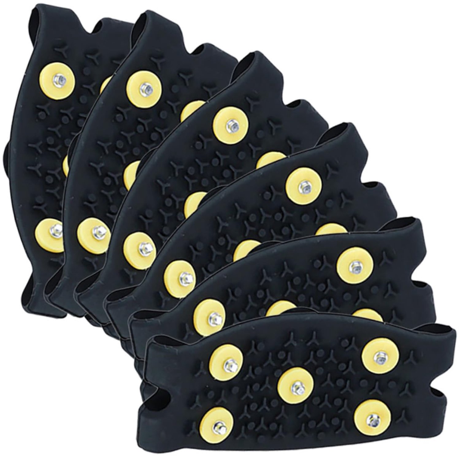 Famanu – Antislip schoenenklauwen met tanden voor wandelschoenen en winterschoenen sneeuwspikes voor outdooractiviteiten zoals wandelen en joggen set van 3 paar Geel