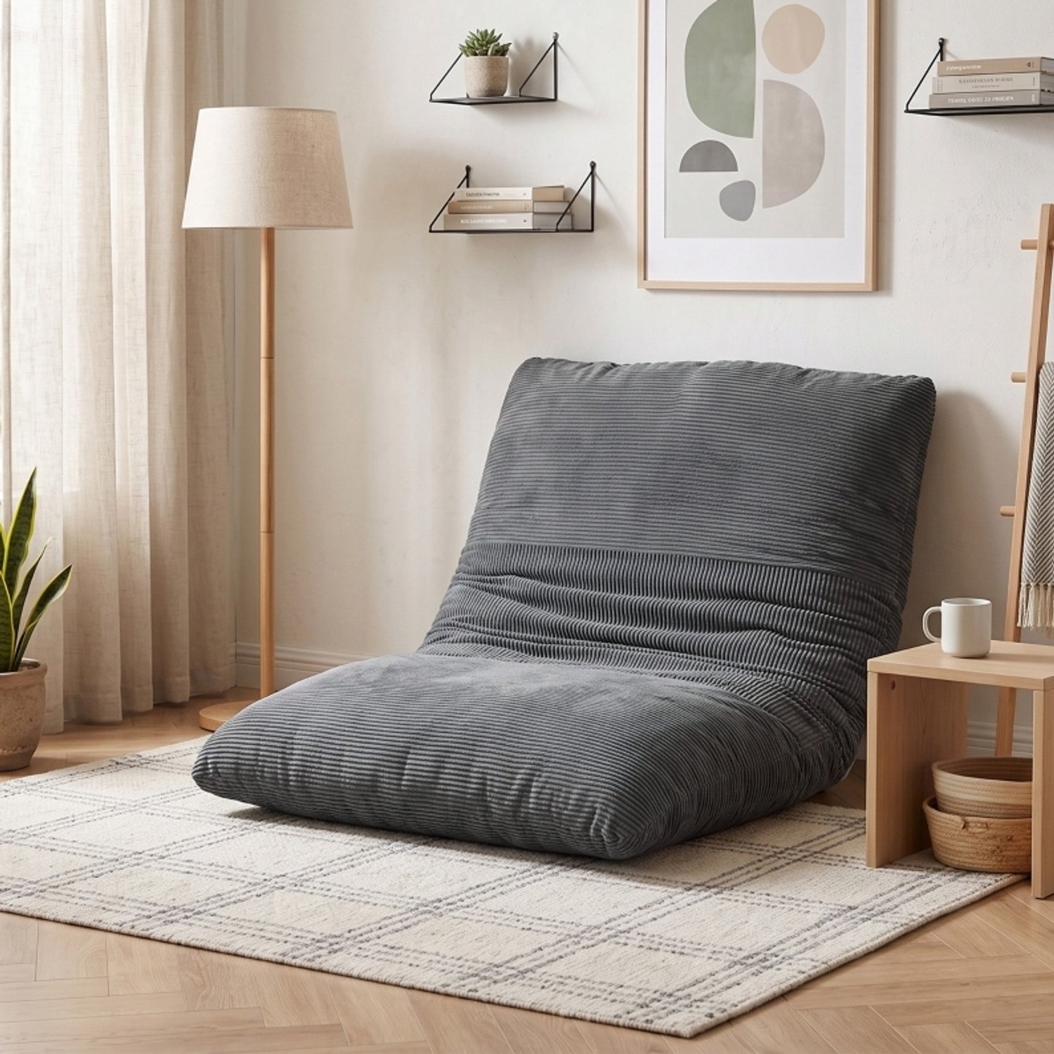 MODENUIT Slaapbank 145 x 98 x 95 cm - Opvouwbaar Tot Bed - Voor Woonkamer En Slaapkamer - Cord - Donkergrijs