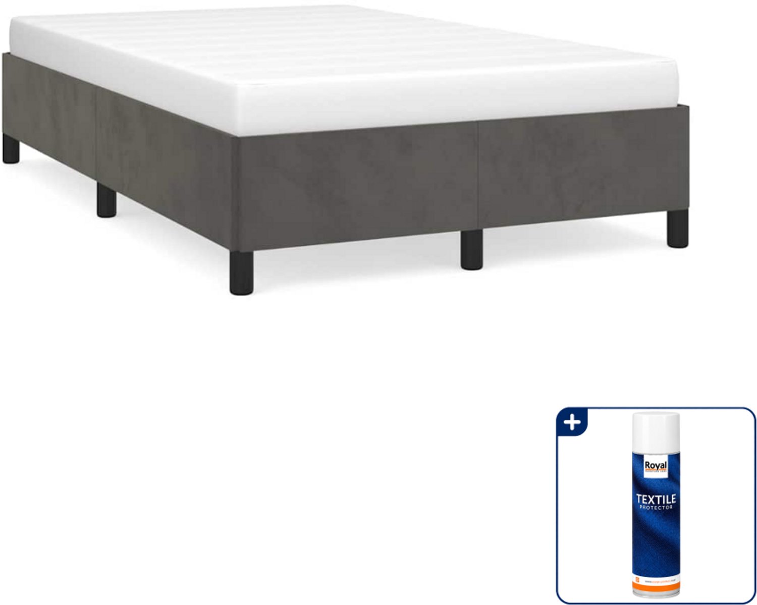 vidaXL bedframe - 120 x 190 cm - fluweel - donkergrijs - Inclusief textielbeschermer 500 ml