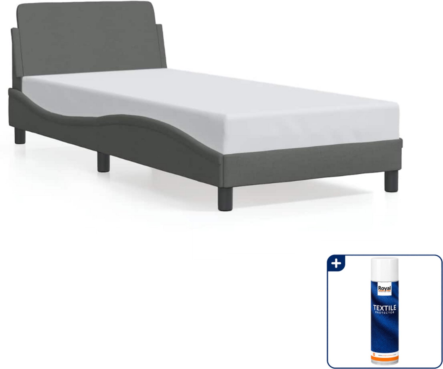 vidaXL bedframe Dover 80 x 200 cm - stof - donkergrijs - Inclusief textielbeschermer 500 ml