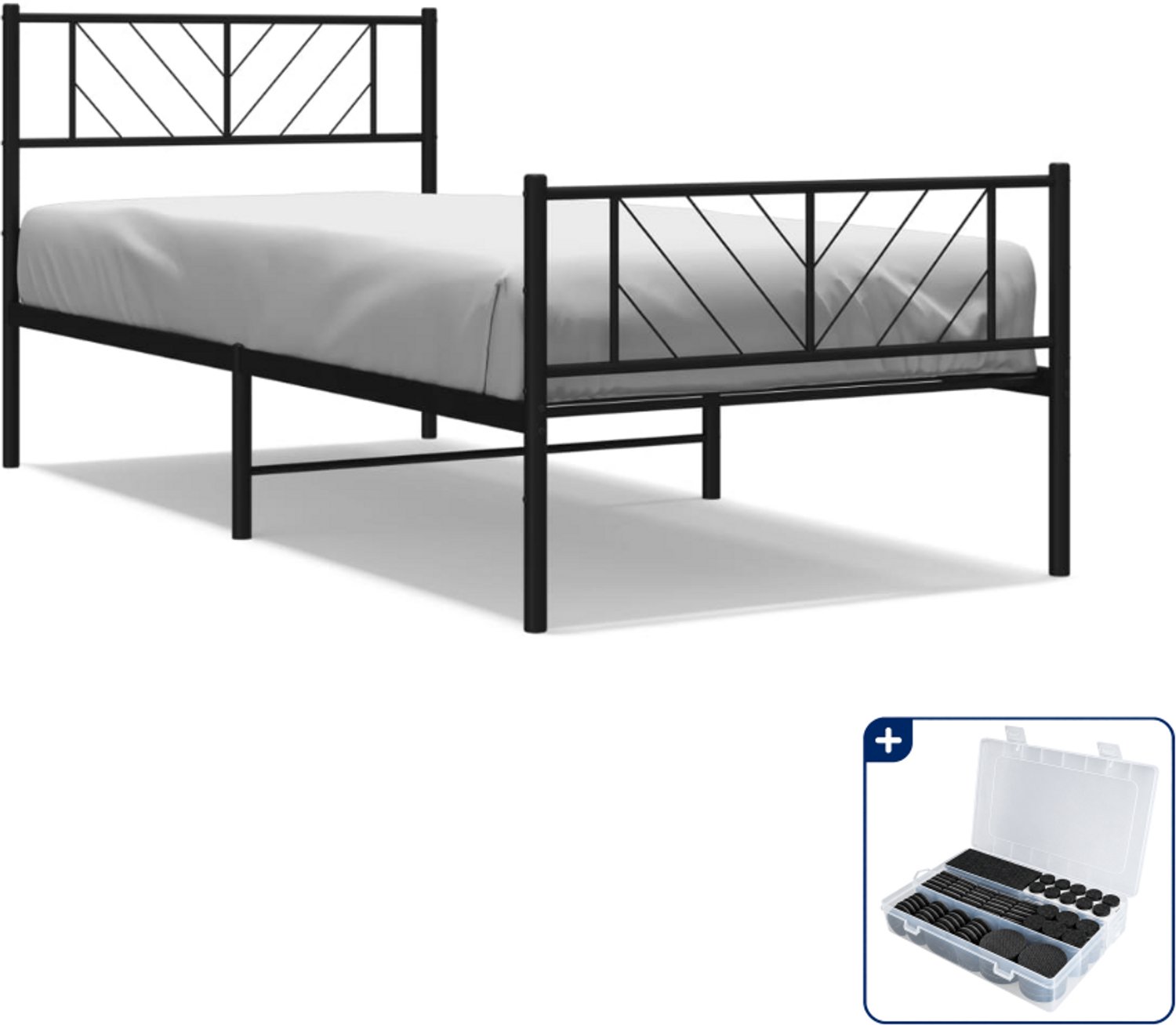 vidaXL bedframe 100 x 200 cm - staal - zwart - Inclusief antikrasvilt 177-delig