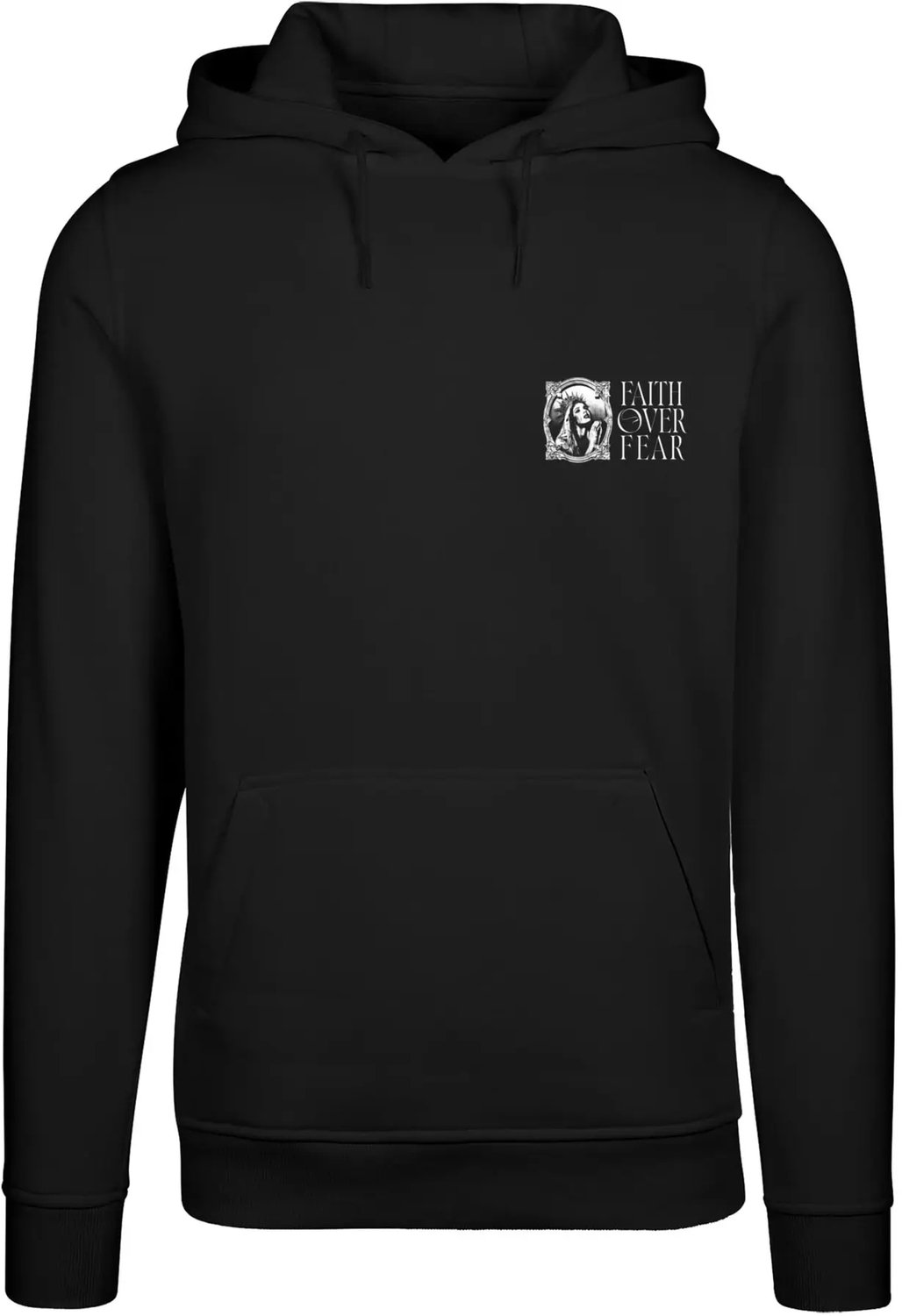 Hoodie Mister Tee Faith Over Fear Zwart
