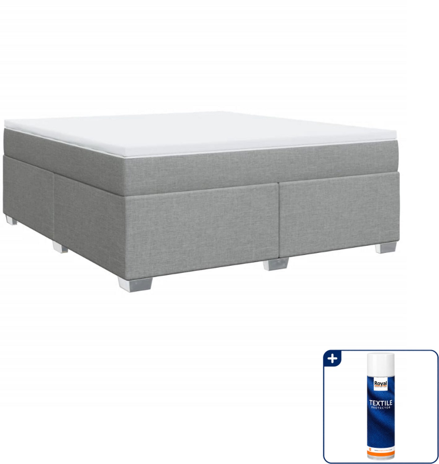 vidaXL boxspring - Kingsize - 180 x 200 cm - lichtgrijs - Inclusief textielbeschermer 500 ml
