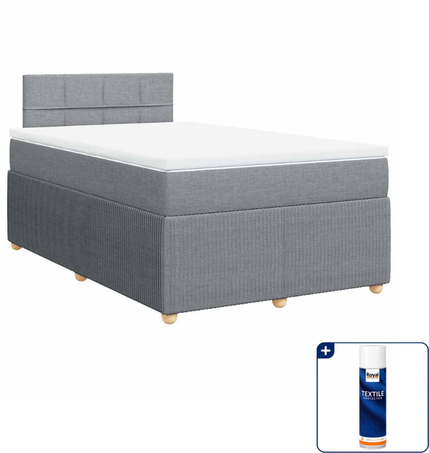 vidaXL boxspring met matras 120 x 200 cm - stof - lichtgrijs - Inclusief textielbeschermer 500 ml