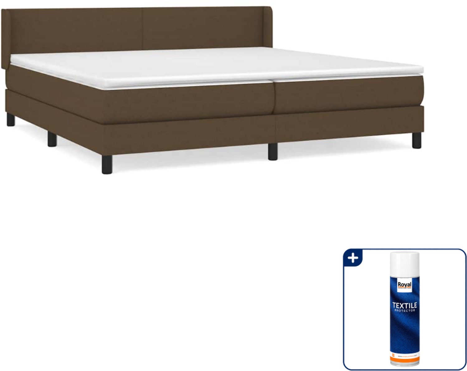 vidaXL Boxspring - 200 x 200 cm - stof - donkerbruin - Inclusief textielbeschermer 500 ml