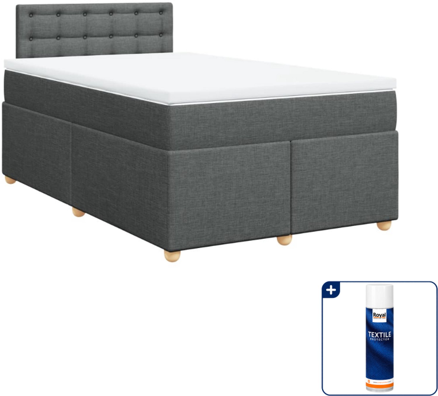 vidaXL boxspring met matras 120 x 200 cm - donkergrijs - Inclusief textielbeschermer 500 ml