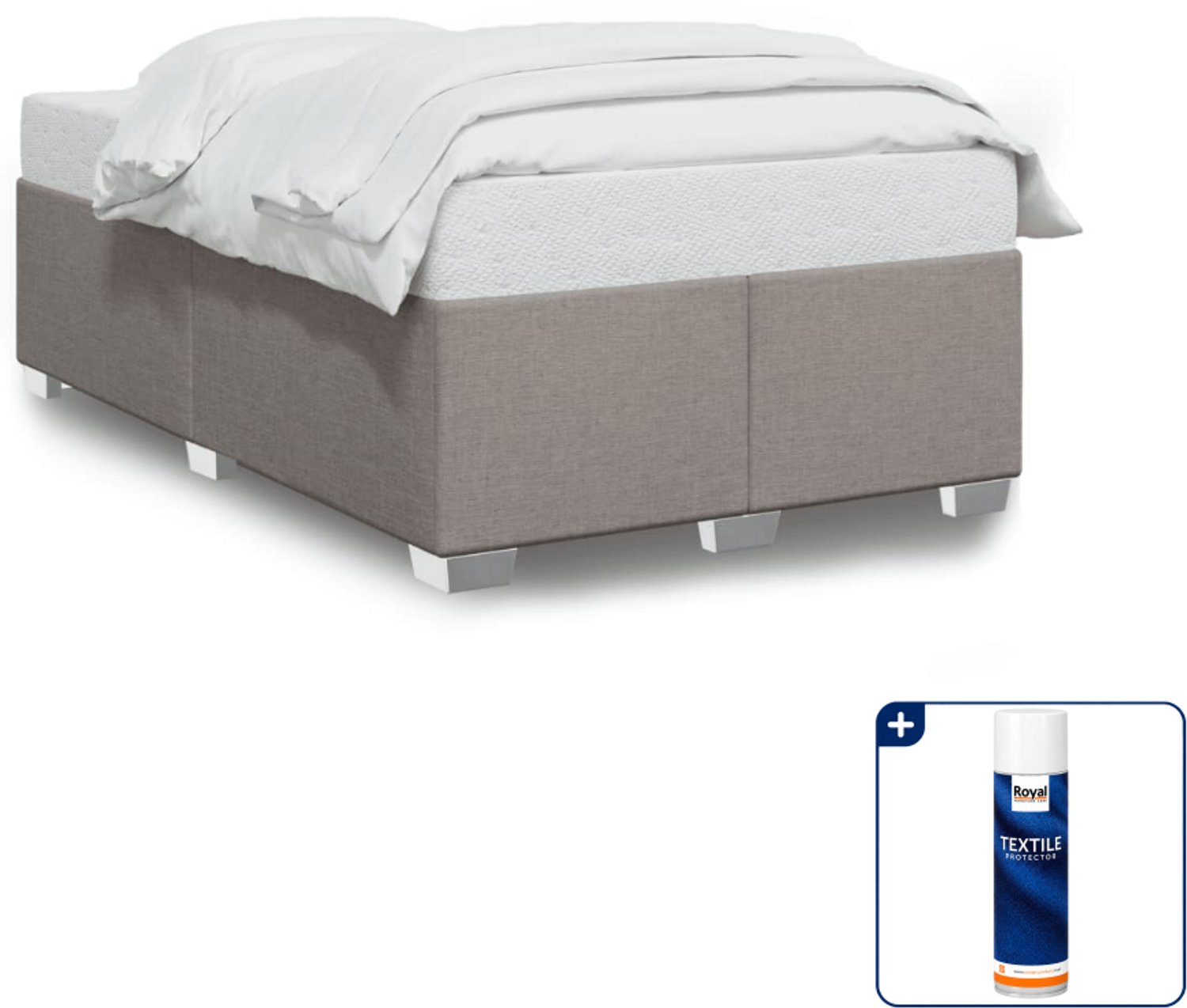 vidaXL bedframe 120 x 190 cm - stof - taupe - Inclusief textielbeschermer 500 ml Roze
