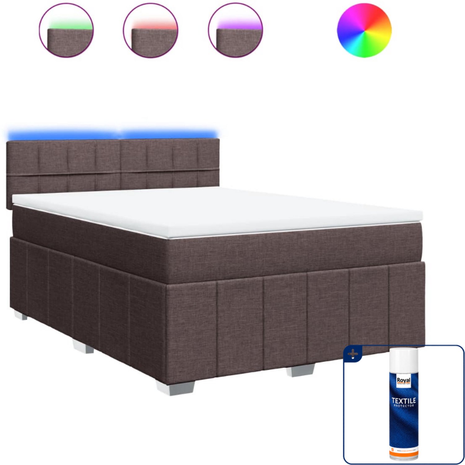 vidaXL Queensize boxspring met matras - 160 x 200 cm - donkerbruin - Inclusief textielbeschermer 500 ml