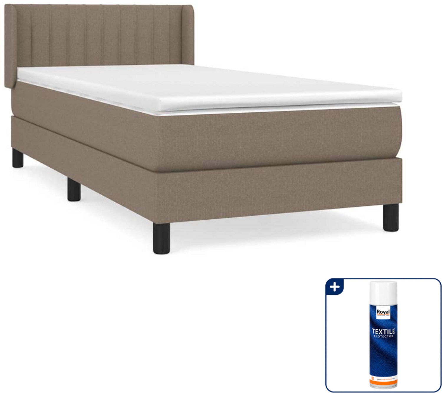 vidaXL boxspring met matras 90 x 200 cm - taupe - Inclusief textielbeschermer 500 ml