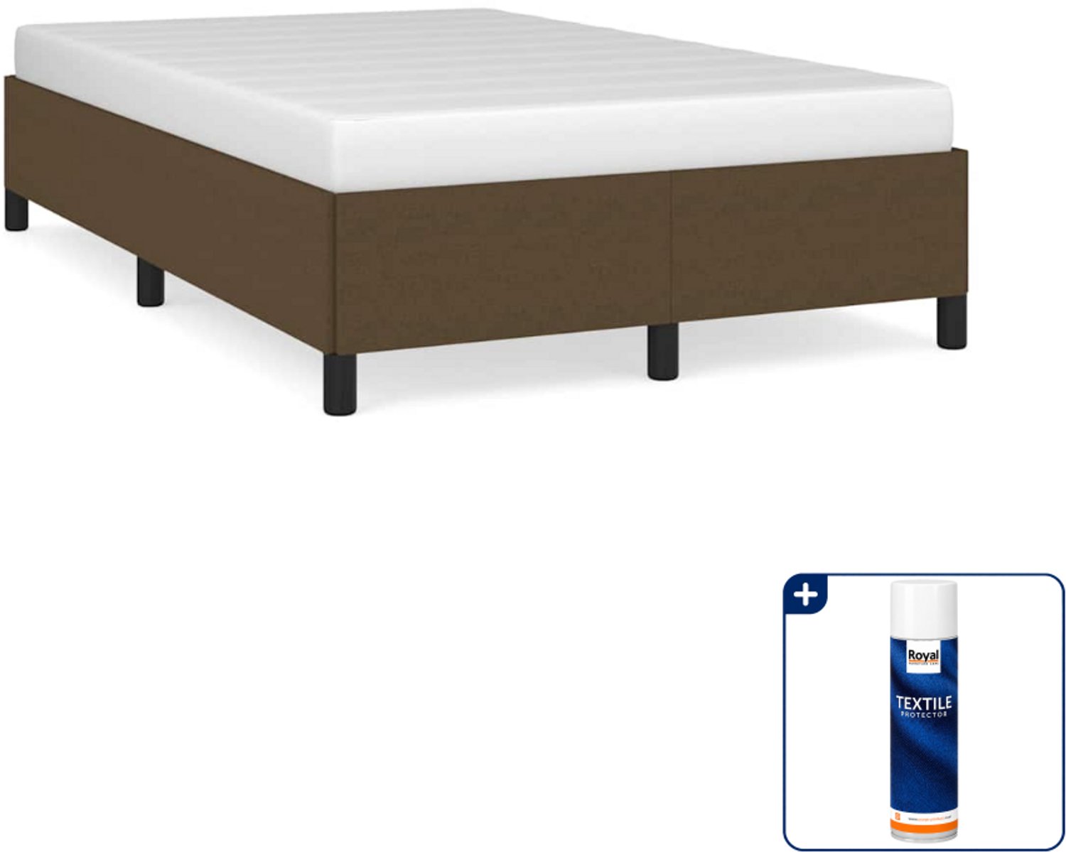 vidaXL bedframe - 120 x 190 cm - stof - donkerbruin - Inclusief textielbeschermer 500 ml